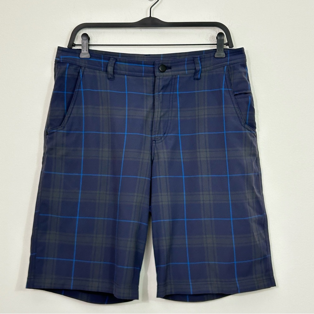 Lululemon Mens Shorts Size 32 Blue Plaid Kahuna Stretch Golf Casual‎ 10"